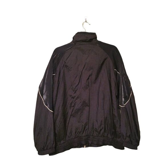 Vintage Womens 80's Jacket Black XL Active Club Windbreaker Plus Size Full Zip - Picture 4 of 6